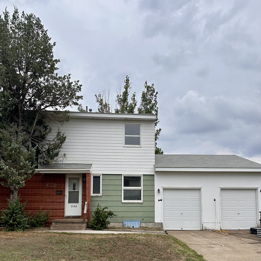 a house with trees in the background