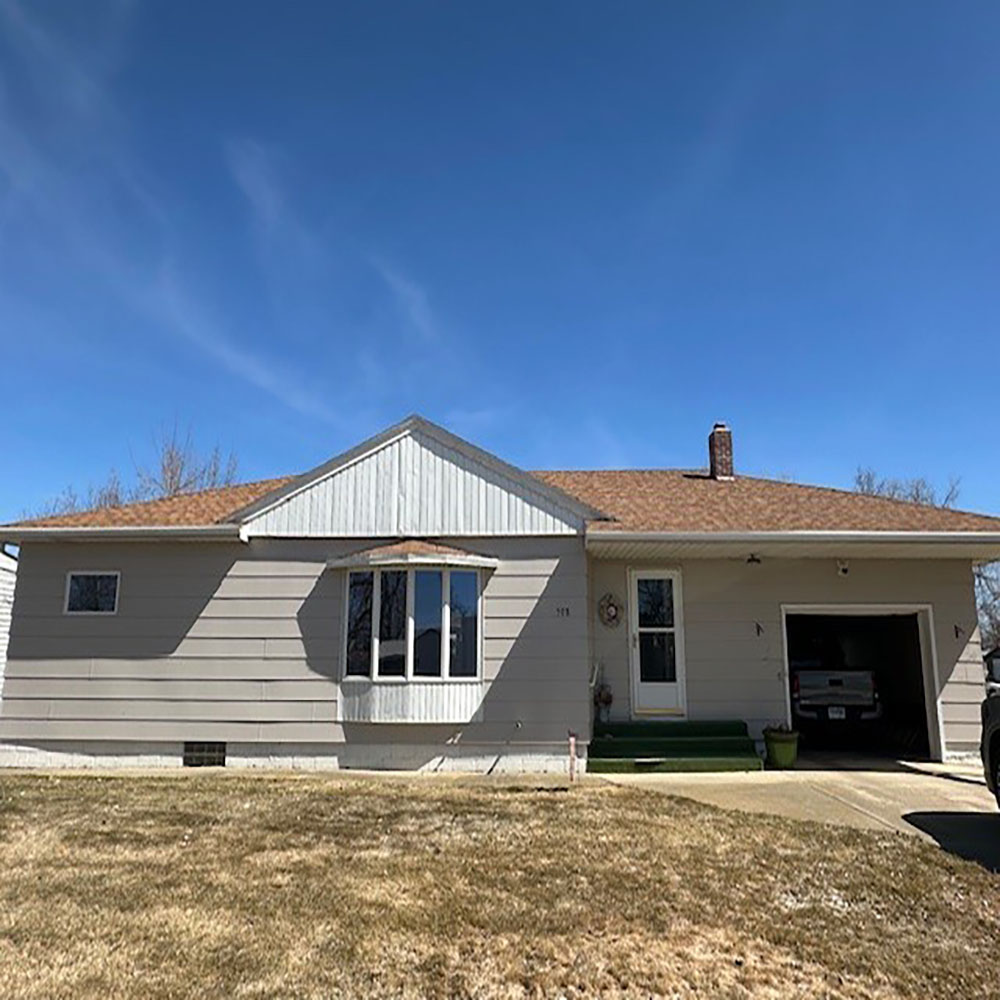 a house with trees in the background